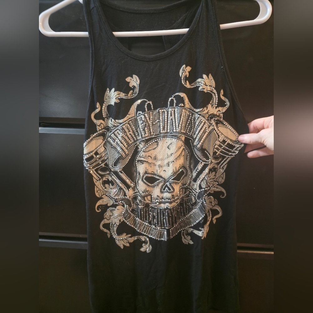 Harley-Davidson Black Tank Top with Skull Design